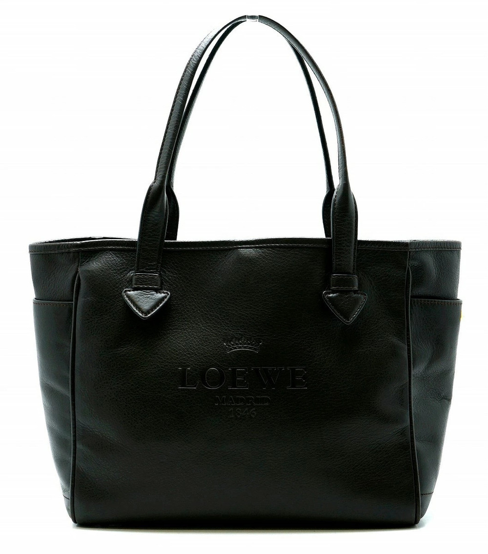 Loewe Heritage Tote Bag Shoulder Leather Black